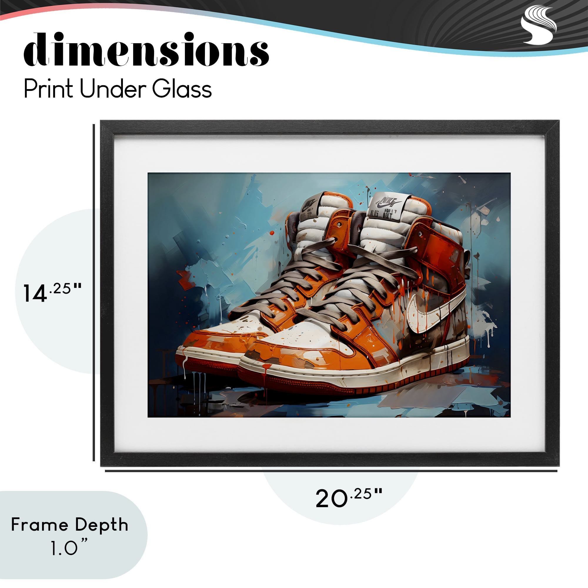 Stupell Industries Red & White Sneakers Splash Black Framed Print Under Glass, design by Creative Studio