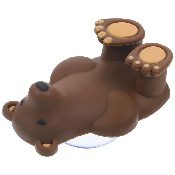 HAMPPLIES Cute Cartoon Bear Toothbrush Rack Suction Cup Wall Mounted Light Brown Silicone 1Set