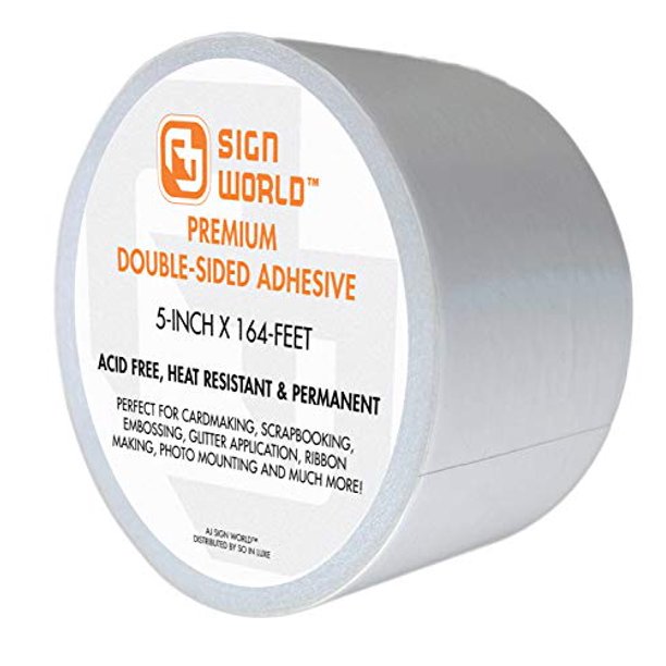 Aj Sign World Best 5 Ultra Thin Permanent Double Sided Tape For Arts Crafts Photography Scrapbooking Tear By Hand Paper Backing Documents All Purpose 5 Inch By 164 Feet 55 Yards Walmart Com