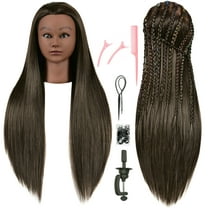 RYHAIR African American Mannequin Head 30 inches Long 80% Human Hair for Braiding Styling Updos Practice Cosmetology Training Display with Stand