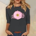 thumbnail image 1 of Jienlioq Hauts pour Femmes Tendance T-Shirt Décontracté Imprimé Col Rond Manches 3/4 Offres Cyberlundi, 1 of 3