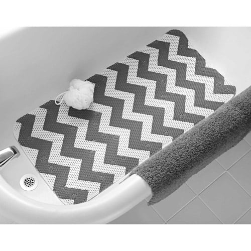 Mainstays 17 in. x 36 in. Shower Mat, Grey Chevron, 1 Each Walmart
