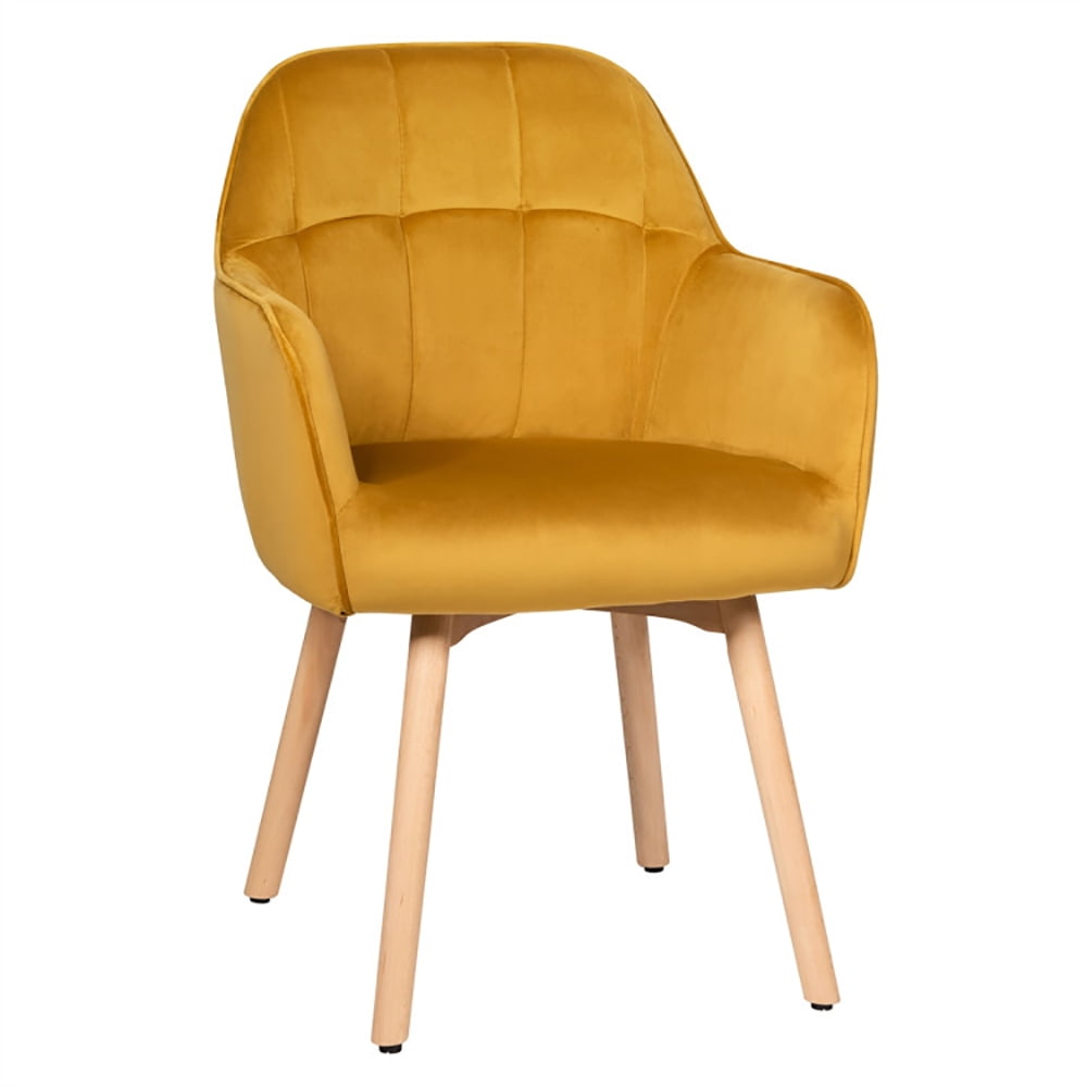 Finihen Accent Chairs, Set of 2 Mid-Back Accent Leisure Armchairs, Modern Upholstered Living Room Chair, for Bedroom, Office, Cafe, Yellow Finihen Accent Chairs, Set of 2 Mid-Back Accent Leisure Armchairs, Modern Upholstered Living Room Chair, for Bedroom, Office, Cafe, Yellow