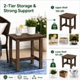 thumbnail image 6 of Y&M Outdoor Side Table 2 Pack, HIPS Waterproof Patio End Table for Adirondack Chair, Square Accent Table, Coffee, 6 of 8
