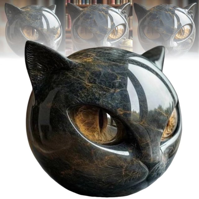 Halloween Cat Sculpture Resin Tabletop Statue Del (marrón Claro)