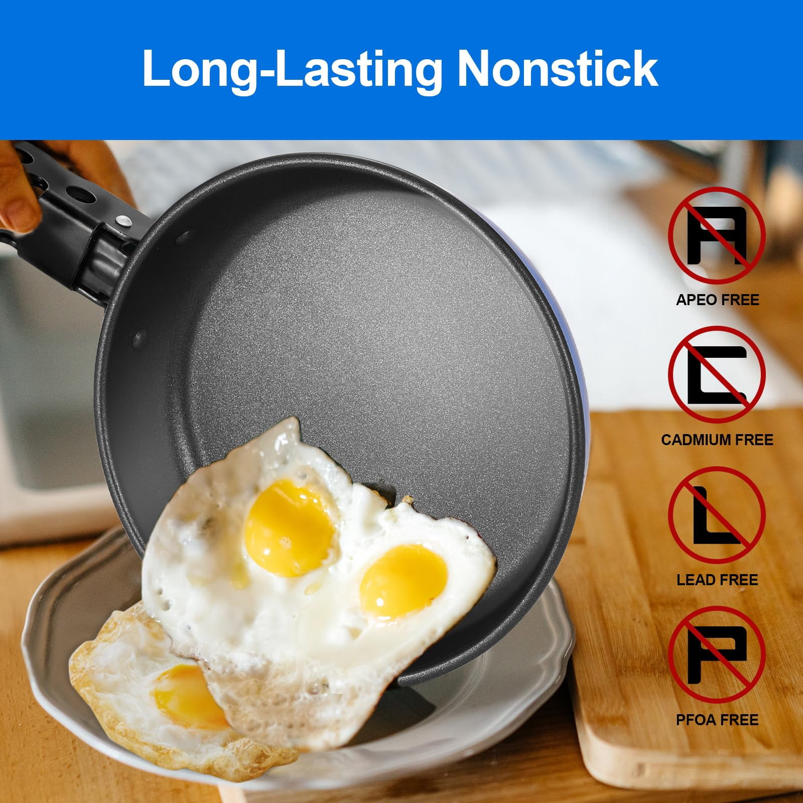 5pcs Camping Cookware Non-stick Pot And Pan Set With Kettle Removable Handle For Hiking Backpacking Picnic