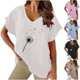 thumbnail image 5 of WREESH Cotton Linen Graphic T-Shirt Women's Loose V-Neck Short Sleeve Top Khaki, 5 of 5