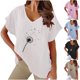 thumbnail image 1 of Fiudx Ofertas Flash Artículos En Oferta Camiseta de Manga Corta con Cuello En V y Estampado Informal para Mujer, 1 of 4