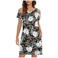 thumbnail image 1 of PIMOXV Robes d'Été pour Femmes 2023 Décontractées à Fleurs Croisées Épaules Dénudées Col Rond Manches Courtes avec Poches Robe Mini Longues Robes de Maternité, 1 of 7