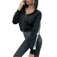 thumbnail image 3 of KOMOO Women Hooded Coat Skeleton Print Pockets Long Sleeve Zipper Crop Tops Plus Size, 3 of 10