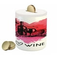 thumbnail image 1 of Wine Piggy Bank, Hand Drawn Sketch Illustration Splash Watercolor Heart I Love Drink Theme, Ceramic Coin Bank Money Box for Cash Saving, 3.6" X 3.2", Pink Coral Black, by Ambesonne, 1 of 4