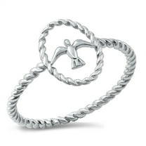 Nautical Rope Halo Seagull Bird Ring .925 Sterling Silver Band Jewelry Female Male Unisex Size 5