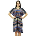 thumbnail image 2 of Bimba Womens Printed Cotton Caftan MultiColor Drawstring Kaftan Beach Cover Up Sleep Dress, 2 of 8