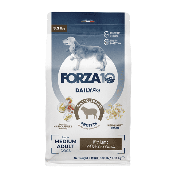 Forza10 DailyPro Dry Dog Food for Adult Dogs - Lamb Recipe, 3.3 LB | Vet-Formulated Digestive Support and Food Tolerance for Medium Dogs- Non-GMO - Made in Italy