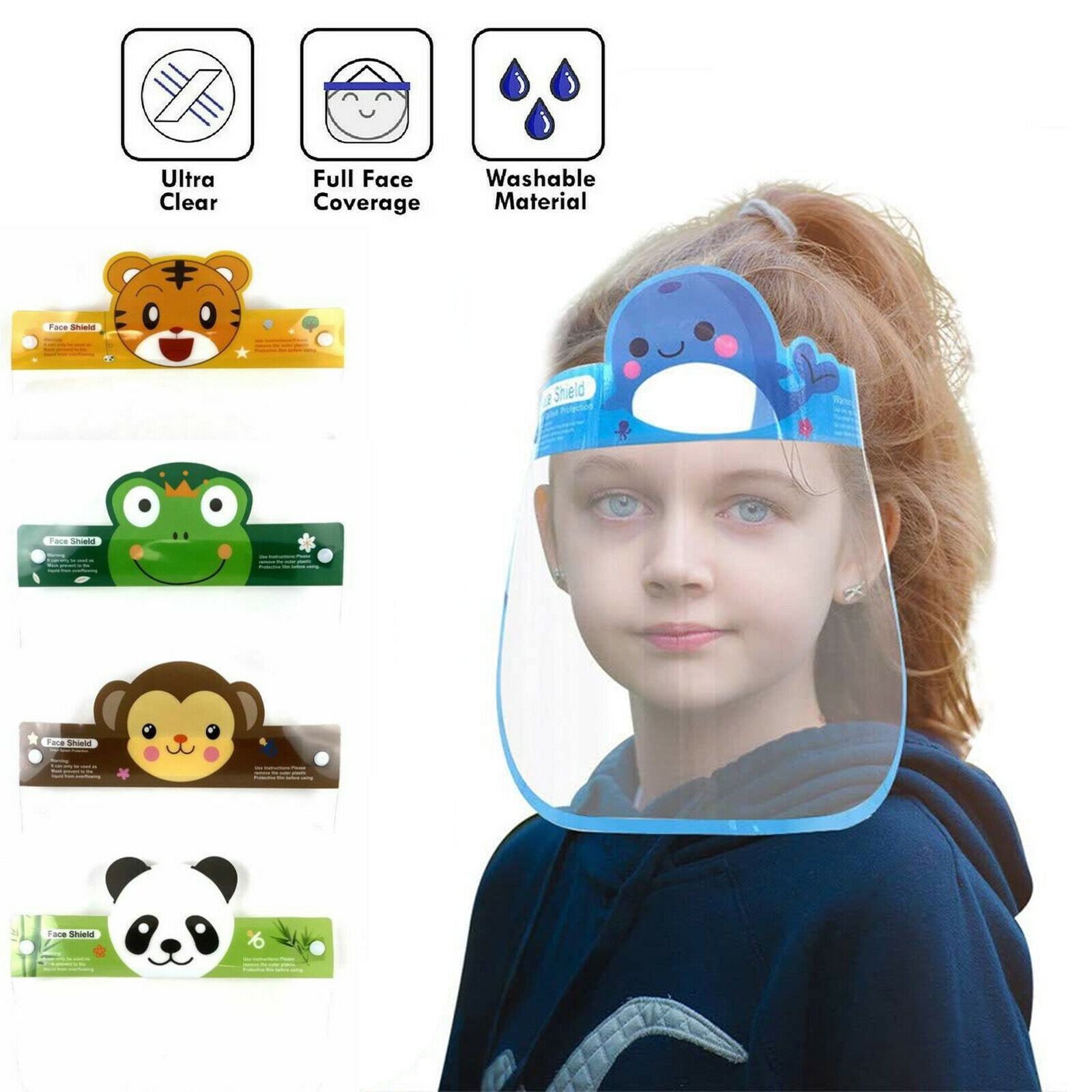 5 Pack Details about   Kids Face Shield Boys and Girls 