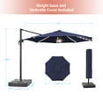 thumbnail image 2 of FLAME&SHADE11ft LED Outdoor Patio Hanging Cantilever Market Umbrella w/Base, Solar Energy Aluminum Frame for Commercial Street,Garden and Beach,Navy Blue, 2 of 8