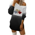 thumbnail image 1 of Pompotops Woman Valentine Printed O Neck Hedging Long Sleeve Strapless Dress, 1 of 5