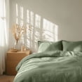 thumbnail image 1 of Sage Green Washed Linen Duvet Cover Set - Single, Twin, Twin XL, Full/Double,, 1 of 5