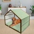 thumbnail image 2 of Shabby Flora Pet House, Tropical Botany Garden Theme Blue Roses Leaves and Bouquets, Outdoor & Indoor Portable Dog Kennel with Pillow and Cover, 5 Sizes, Turquoise Pale Pink, by Ambesonne, 2 of 4