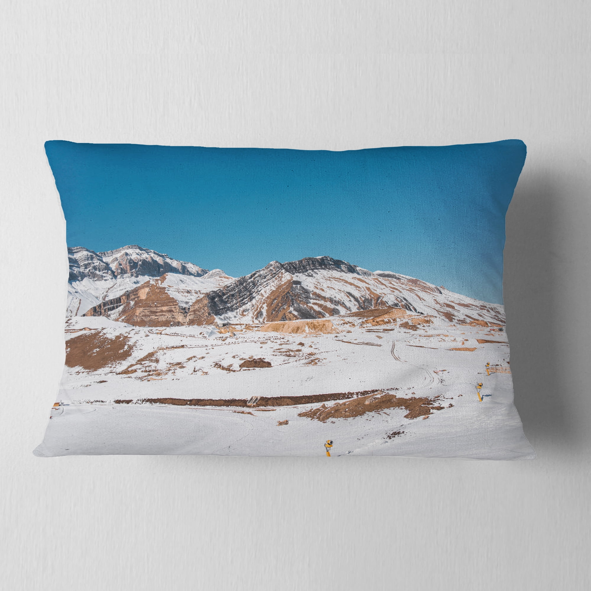 Designart Winter Mountains in Azerbaijan - Landscape Photography Throw Pillow - 12x20