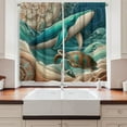 thumbnail image 3 of Ambesonne Nautical Kitchen Curtains, Teal Ocean Whale Turtle, 55"x39", Teal Ecru and Pale Cinnamon, 3 of 3