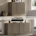 thumbnail image 5 of SICOTAS 46.7" Wide 3-Door Storage Cabinet Set of 2- Large Sideboard with Wave Panel Doors & Adjustable Shelves Push-to-Open Design Credenza for Living Room Ding Room Enterway,Gray Alder, 5 of 9