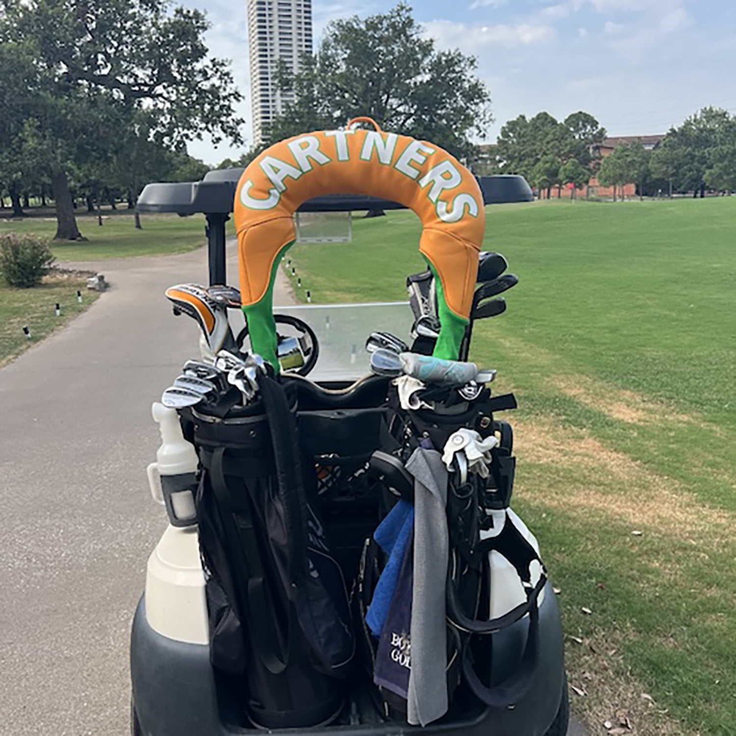 9Putt: Cartners Golf Headcover - Orange & Green, Duel Driver & Fairway Wood Club Cover, Padding Protection Accessory, Fits Most Clubs, Cart Buddies