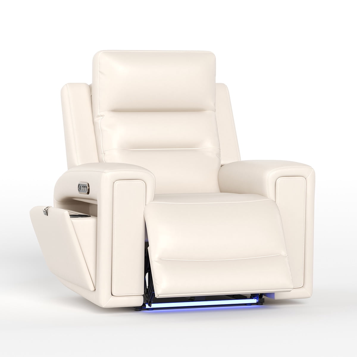 COLAMY Electric Power Recliner Chair with Triple Motor, Adjustable Power Headrest and Lumbar Support, Heavy Duty Home Theater Seating with LED, USB Type-C Ports, Storage, Beige