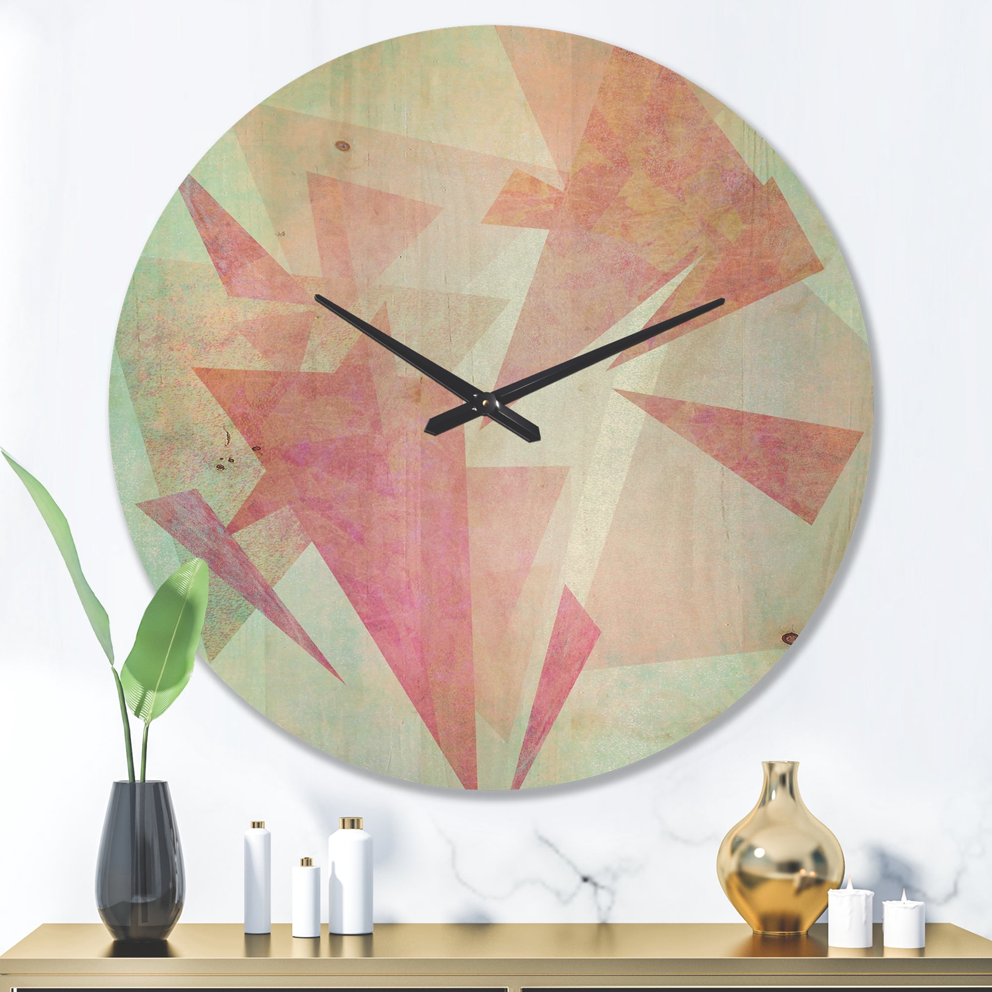 Designart 'Traditional Triangular ' Farmhouse Wood Wall Clock