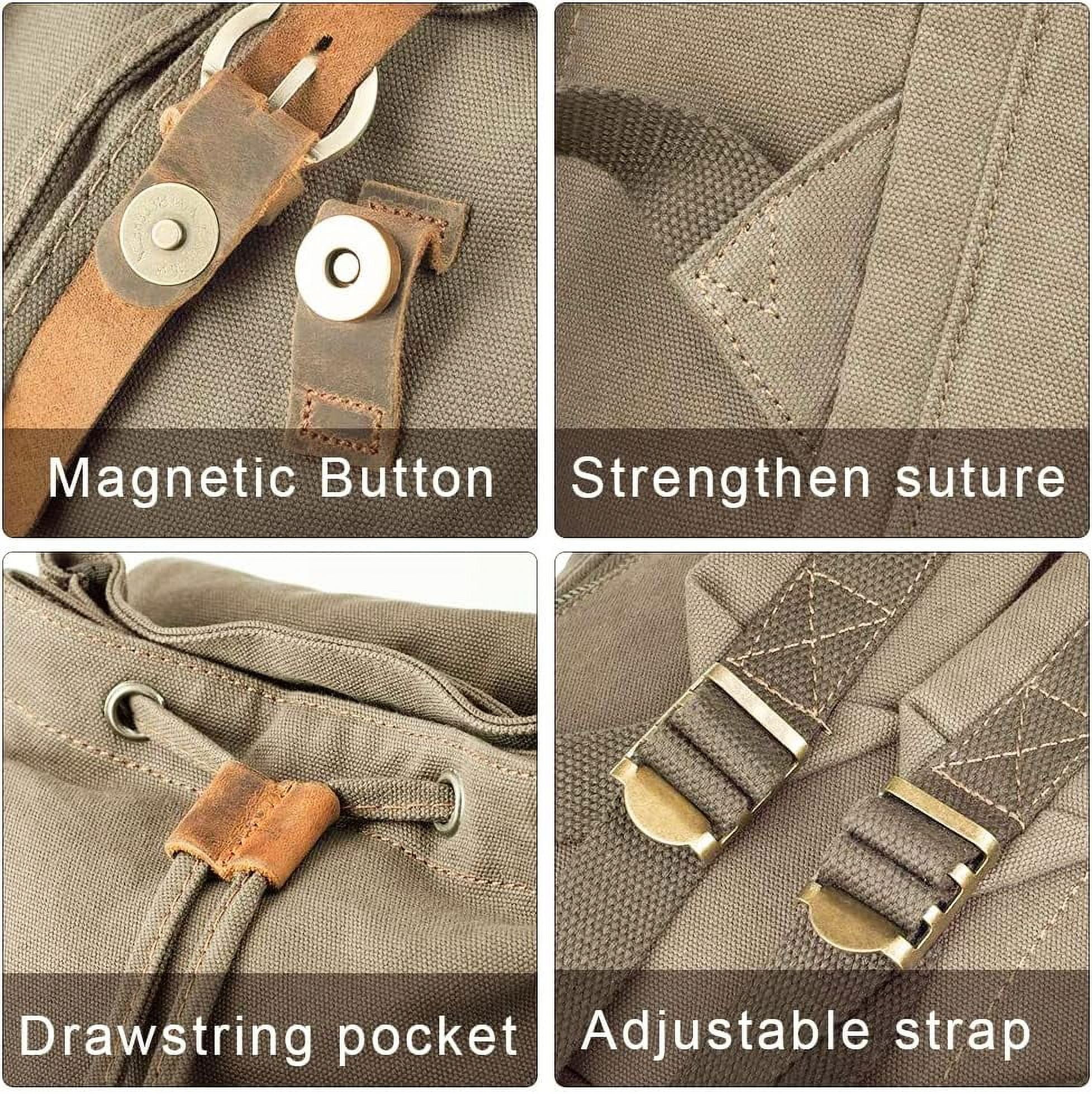 AUGUR High Capacity Canvas Vintage Backpack 30L -  Laptop Compartment, Unisex