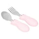 thumbnail image 2 of Juego de tenedor y cuchara para bebé, de acero inoxidable, para alimentación infantil, color rosa, 2 of 14