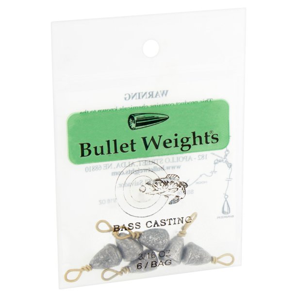 Bullet Weights® SS31624 Lead Bass Casting Size 9, 3/16 oz Fishing