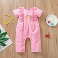 thumbnail image 2 of Penkiiy Newborn Infant Baby Girls Short Sleeve Ruffled Rainbow Romper Jumpsuit Outfits Cotton One-piece Romper 12-18 Months Pink on Sale, 2 of 9