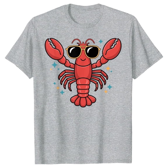 Womens 2026 Summer Tops Short Sleeve Lobster Print Fashion T Shirts Casual Trendy Crew Neck Basic Tees