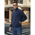 thumbnail image 3 of QPNGRP Men's Lightweight Jacket Casual Jacket Waffle Knitted Navy Jacket Coat L, 3 of 8