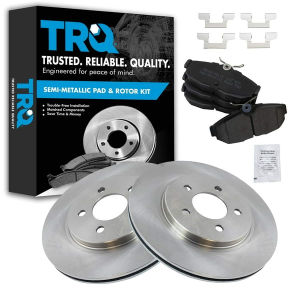 TRQ Rear Brake Pad & Rotor Kit Brake Pads Brake Rotor Semi-Metallic Fits Select 2005-2014 Ford Mustang