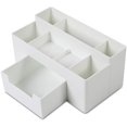 thumbnail image 1 of 2 Pack Desk Organizer Pen Holder, Desk Accessories and Workspace Organizer with 7 Compartments and Drawer for Storage Office Supply, White, 1 of 7