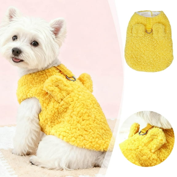 Small Dog Sweater Cat Polyester Vest Soft Warm Pet Pullover Coat for Winter and Fall Puppy Clothes with Leash O-Ring Apparel for Small Dogs Cats Chihuahua Shih Tzu Yorkie Toy Poodle Cold Weather Wear