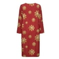 thumbnail image 6 of FOR U DESIGNS Snowflake Red Print Womens Nightgown Soft Womens Embroidered Housecoat Lightweight Elastic Fabric Robes for Women House Coat Christmas Decor with Pockets, L, 6 of 8