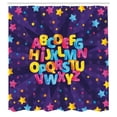 thumbnail image 2 of Ambesonne ABC Shower Curtain, Realistic Alphabet Letters Dots, 69"Wx84"L, Marigold Sky Blue and Pink, 2 of 4