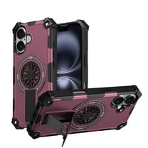 for iPhone 16 Phone Case, [Built-in Strong Magnet] [Built-in Invisible Stand] [Heavy Duty Drop Protection] Shockproof Rugged Protective Magnetic Cover, for iPhone 16, Purple