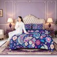 thumbnail image 4 of Erosebridal Gray Outdoor Life 7pcs Queen Bedding,Retro Paisley Stripe Bedding Comforter Set Queen,Navy Blue Reversible, 4 of 7