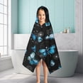 thumbnail image 6 of Black Blue Butterfly Dandelion Pattern Hooded Bath Towel，50"x30" for Ages 3 To 12 Kids, Quick Dry Lightweight Soft Microfiber Hood Beach Towel Cover Up for Kids, 6 of 7