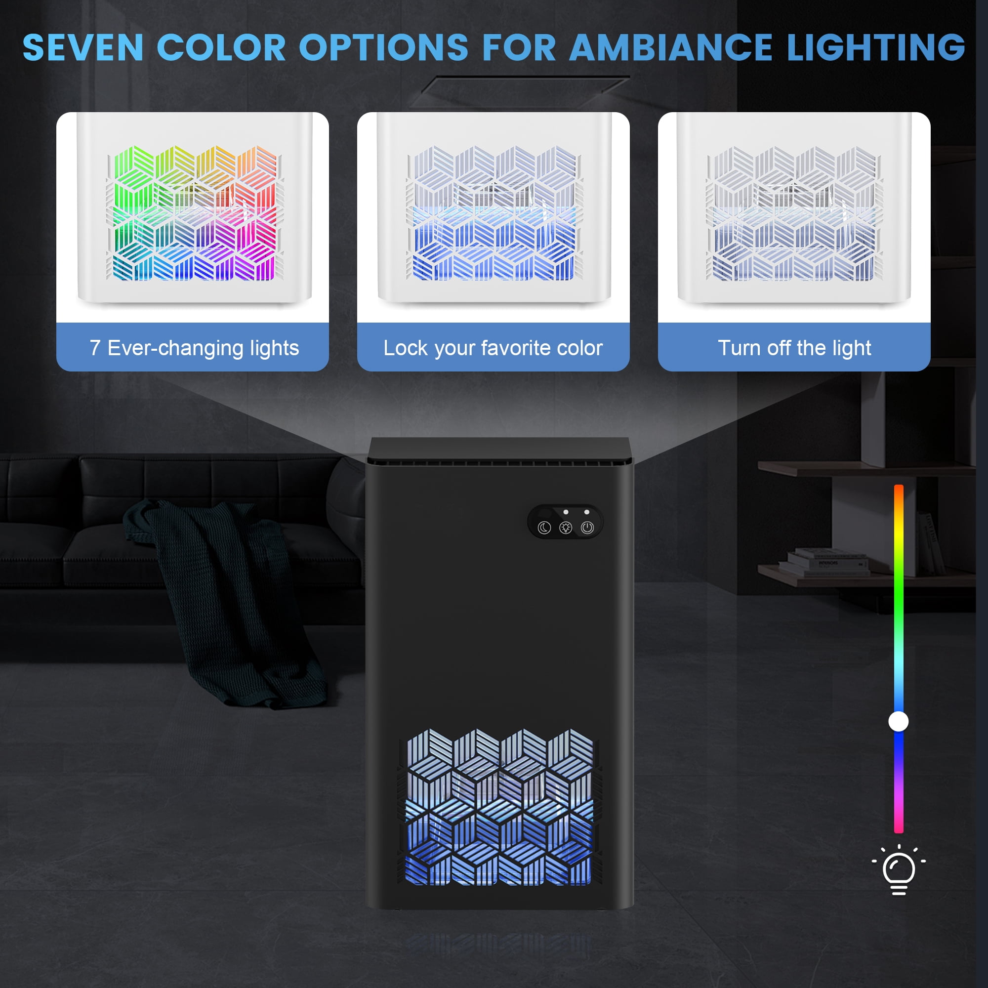 EGEH Dehumidifier, Dehumidifiers for Room, 95 oz Water Tank, (950 sq.ft) Dehumidifiers for Basement Home Bathroom Bedroom with Auto Shut Off, 7 Colors LED Light, Black
