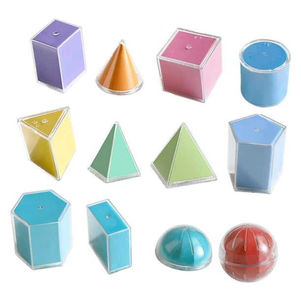 12 piezas de sólidos geométricos 3D, juguetes educativos, juguetes de matemáticas, útiles escolares, durabilidad, geometría, material didáctico para