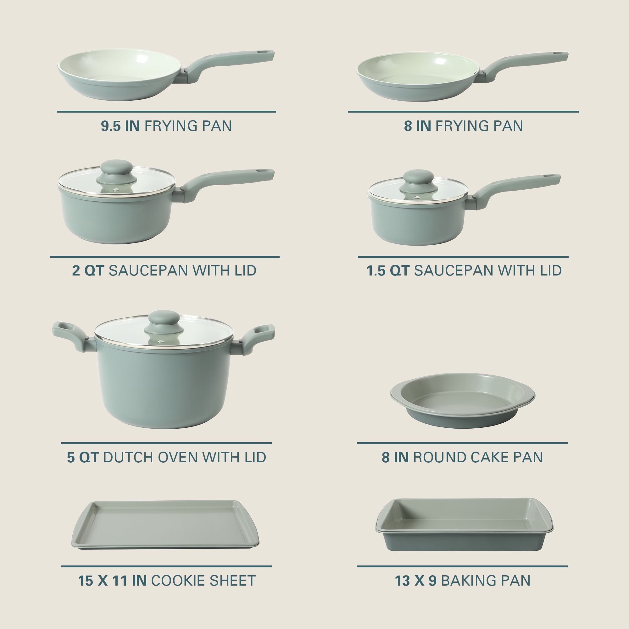 Gibson Home Barnsdall 78-Piece Non-Stick Aluminum Cookware Set, Pots and Pans with Bakeware & Utensils, Green