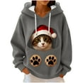 thumbnail image 3 of Craaazy Hooded Sweatshirts for Women Christmas Print Long Sleeve Tops Gifts, 3 of 5