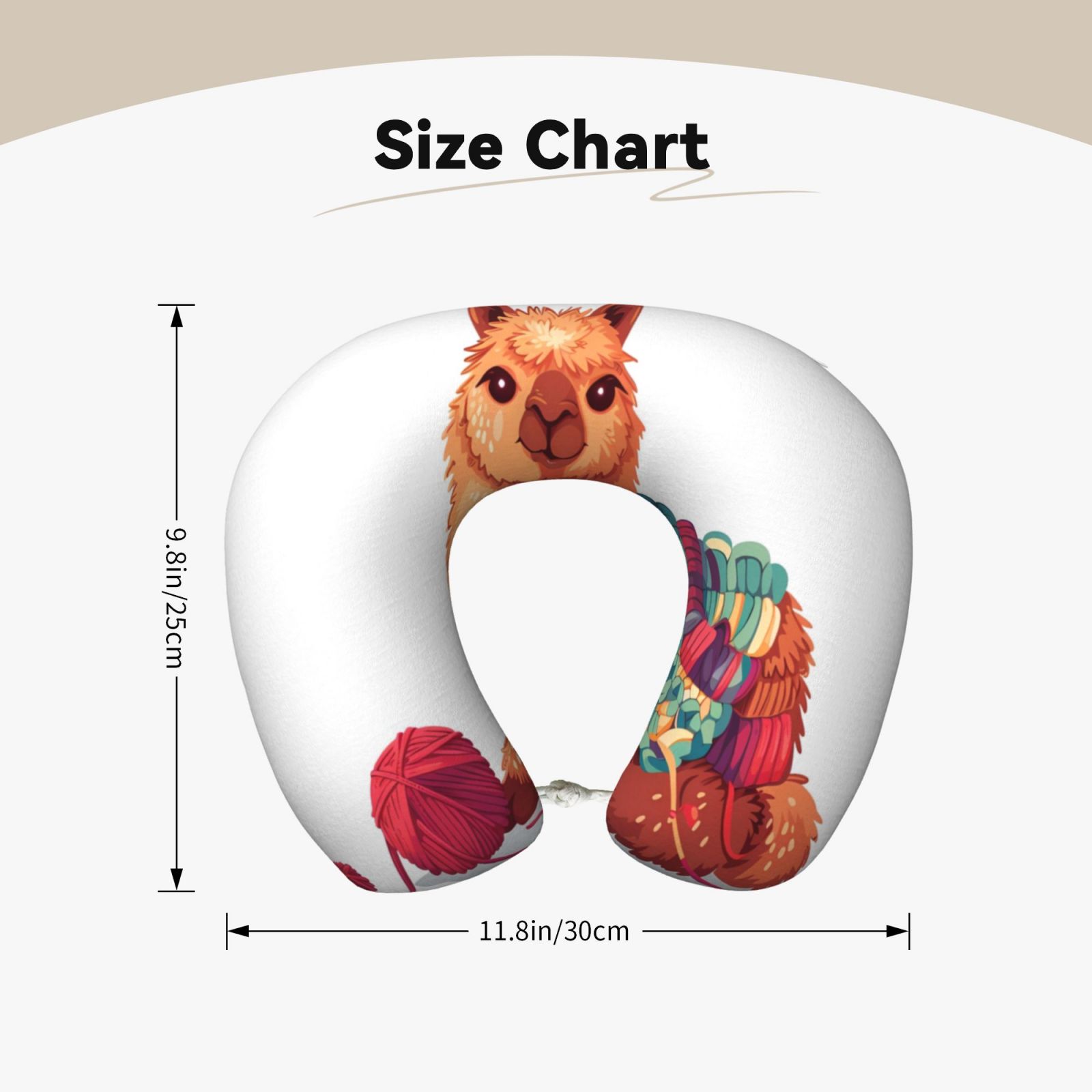 Xecao Cozy Knitting Llama Print Memory Foam Cervical Neck Pillow Versatile U-Shaped Pillows for Home,Office,Camping,Travelling,Soft Washable Cover