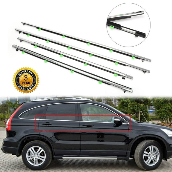 4Pcs Car Window Moulding Trim Weatherstrips Seal Fits For Honda CR-V CRV 2007-2011