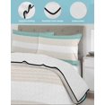 thumbnail image 4 of Turquoise Beige Stripe King Size Down Alternative Comforter, Lightweight Comforter Quilt Bedding Set with Pillow Shams Modern Art Horizontal Striped All Seasons Bed Comforter Duvet Insert 96"x106", 4 of 7